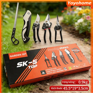 [🚚 Free shipping]Bộ cạp tròn bonsai, cạp cây , kéo cắt cành, cưa gỗ cầm tay. Hàng thép trắng không 5PCS