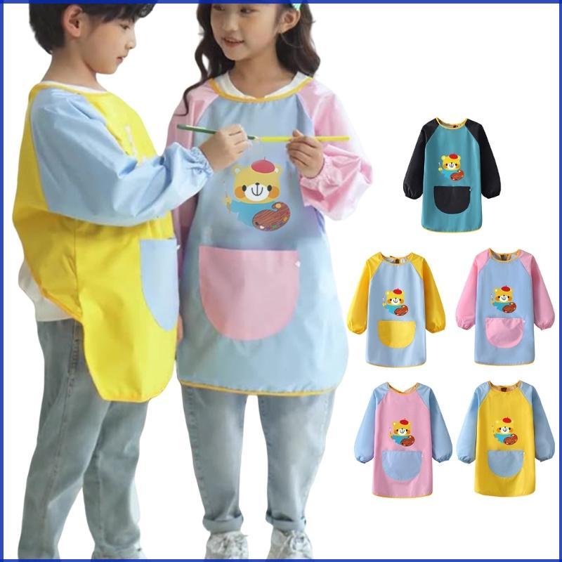 Baby Bib Waterproof Baby Feeding Smock Kids Painting Apron Coat Easy to Clean