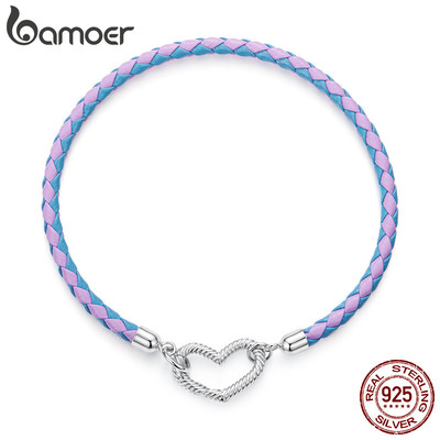 Vòng tay bạc Bamoer 925 hình trái tim Thiết kế trang sức dành cho nữ Quà tặng