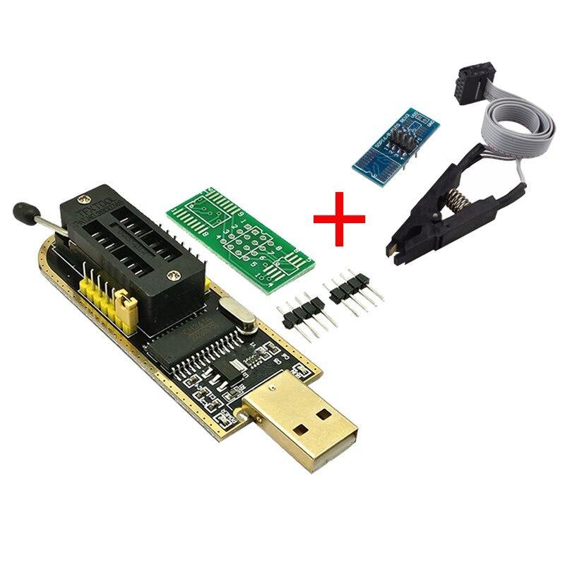CH341A 24 25 Series EEPROM Flash BIOS Mô-đun lập trình USB + Kẹp kiểm tra SOIC8 SOP8 cho EEP