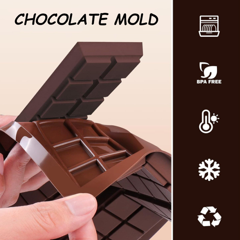Z Zhenqiao Thực Phẩm Cấp Dubai Khuôn Socola FDA Bạch Kim Silicon Khuôn Socola Hình Chữ Nhật Dụng Cụ 