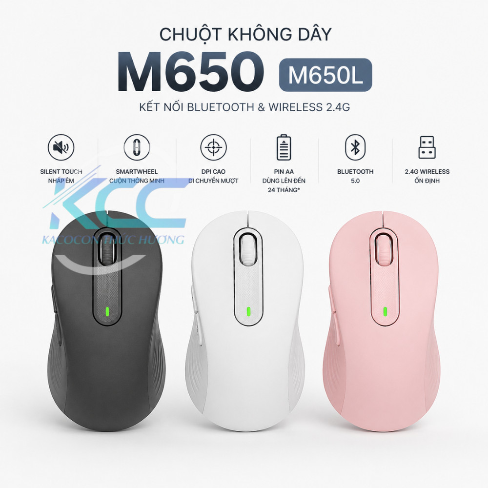 Chuột Bluetooth Không Dây M650 M650L Nhấp Êm Silent DPI Nhạy Wireless USB Nhỏ Gọn Dùng Văn Phòng