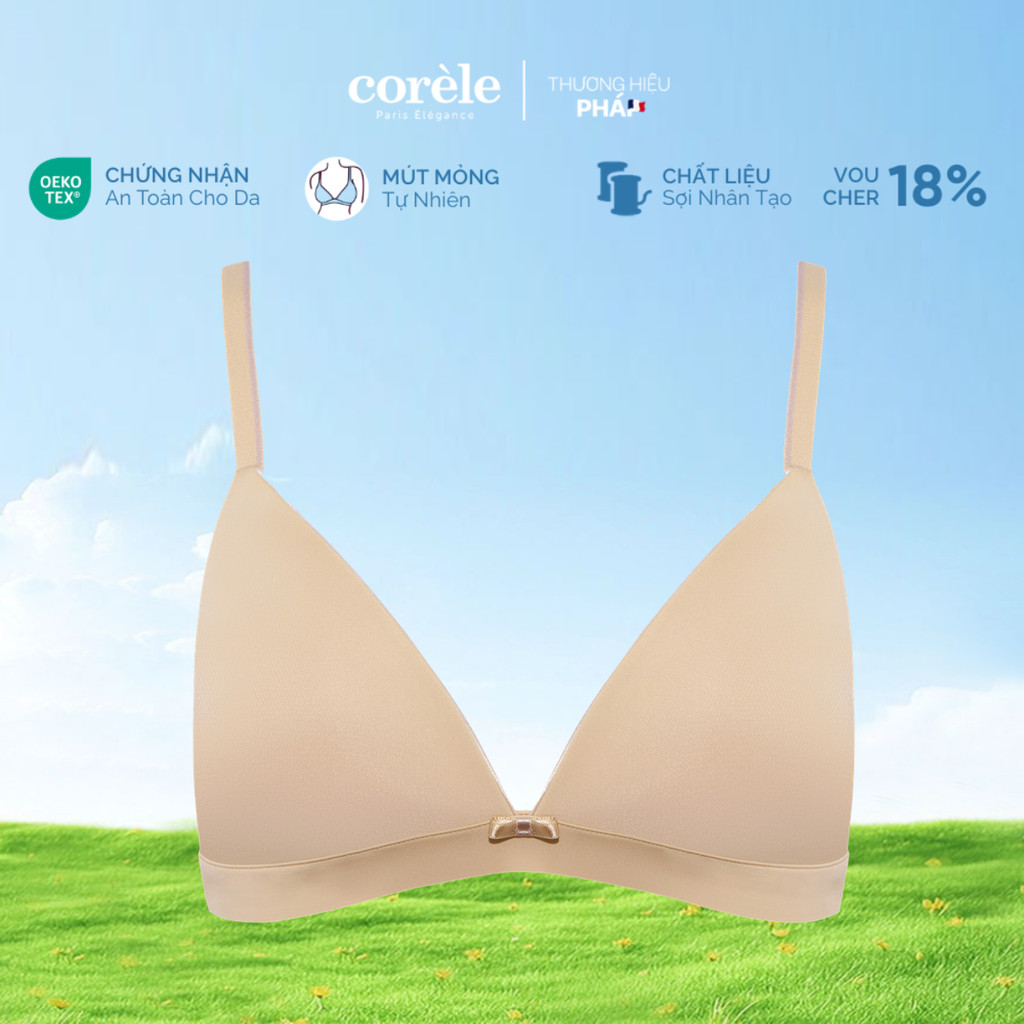 Áo lót nữ không gọng mút mỏng 0.5cm Cup tam giác, thun lạnh mịn mướt, chuẩn OEKO-TEX | CORÈLE 50137A