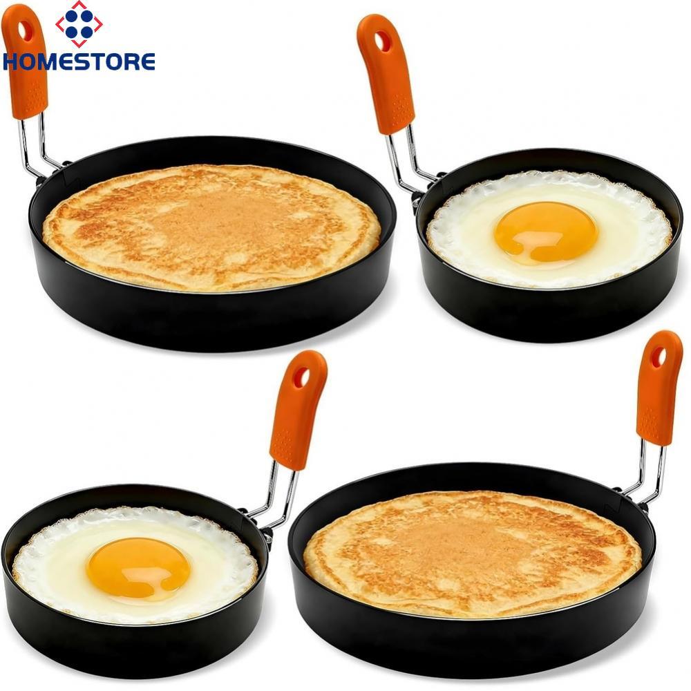 [Homestore]4pcs Egg Ring For MOLDs for Pancakes Eggs Mini Omelets with Anti Slip Handle Set