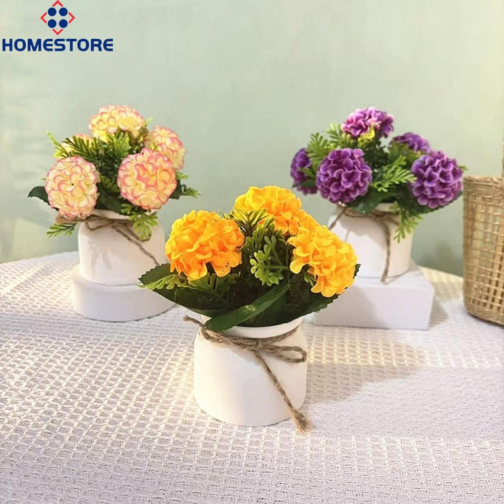[Homestore]Artificial Chrysanthemum Bouquet in Pot for Living Room Dining Room Office Decor