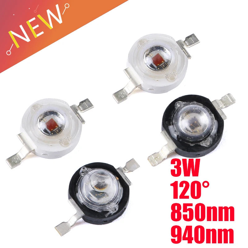 5 Chiếc 3W Hồng Ngoại IR Đèn LED Công Suất Cao Emitter Camera Quan Sát IR Diode Cho An Ninh Đèn LED 