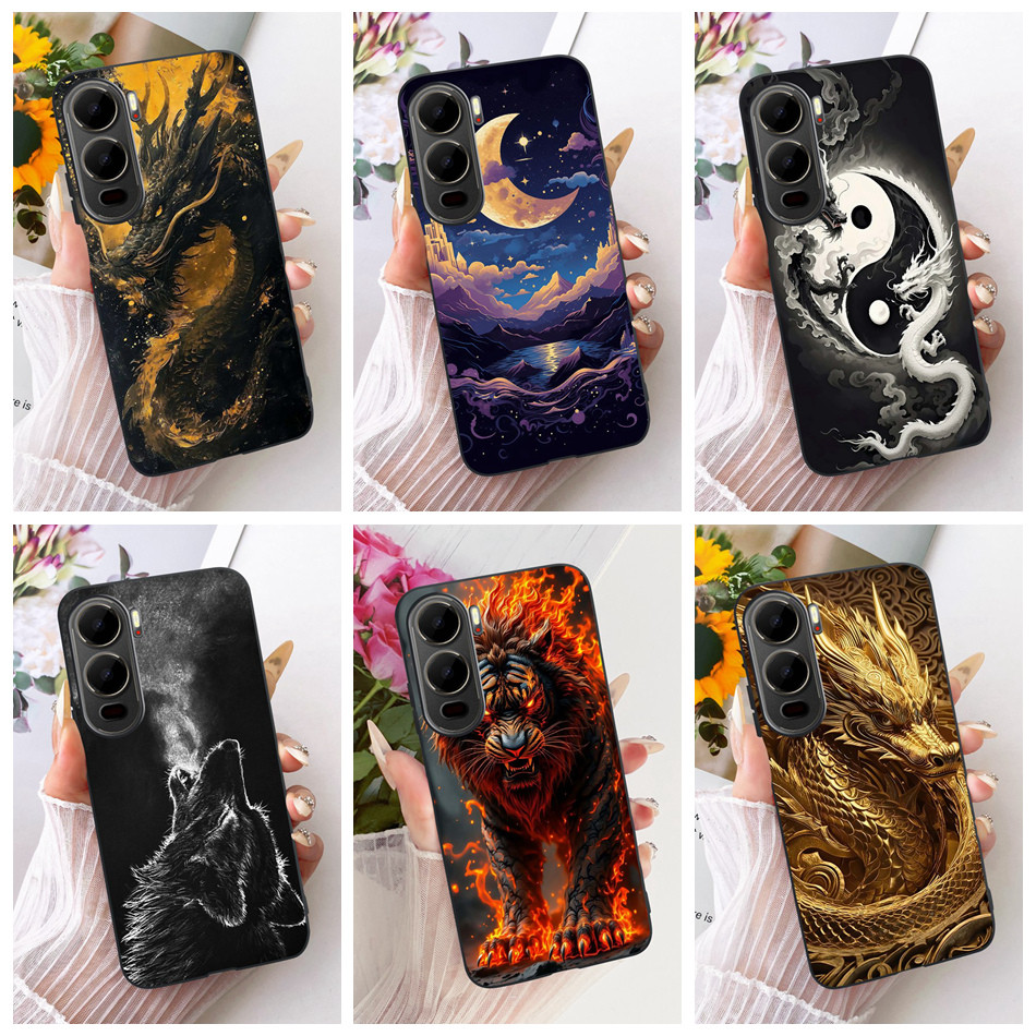 Dành Cho Itel City 200 Mới Cool Tiger Dragon Họa Tiết Vỏ Điện Thoại Itel City200 Đen Silicon Mềm