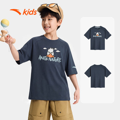 Anta Kids Áo Thun Bé Trai Thời Trang Thể Thao Áo Thun Ngắn Tay Trẻ em Mát Lạnh Mềm Mịn 3526B6104