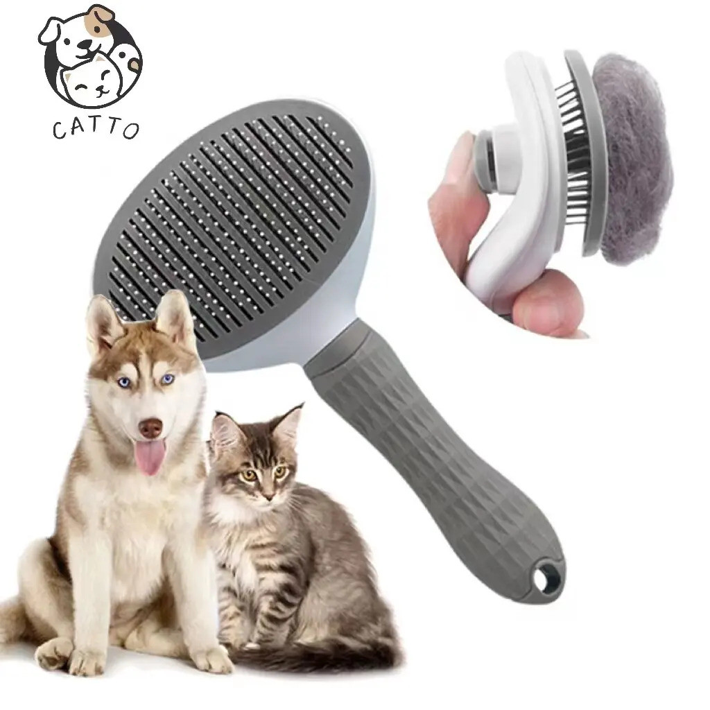 Lược tẩy lông, cọ lông cho chó, cọ lông mèo, lược chó mèo, có nút bấm đẩy tóc ra ngoài.