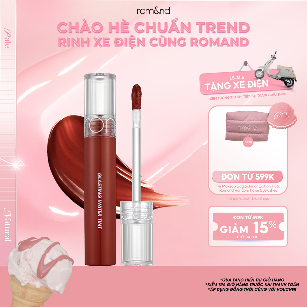 [Rom&nd x KOL] Son tint nước siêu lì, lâu trôi Hàn Quốc Romand Glasting Water Tint 4g