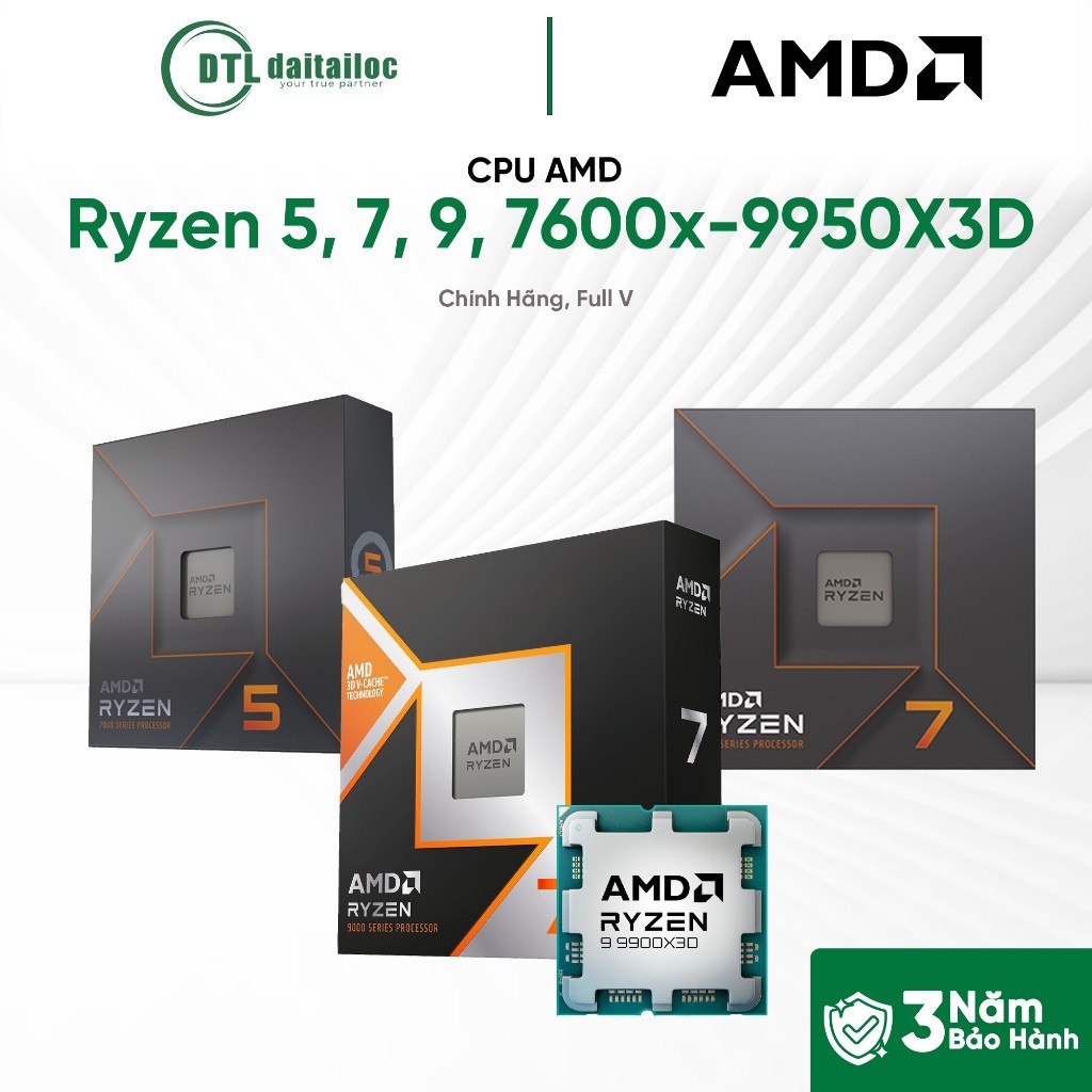 CPU AMD Ryzen 5 7 9 7600X 8500G 8600G 9950X3D 9950X3D 9900X3D 9950X 9900X 9800X3D 7950X 7800X3D|Chín