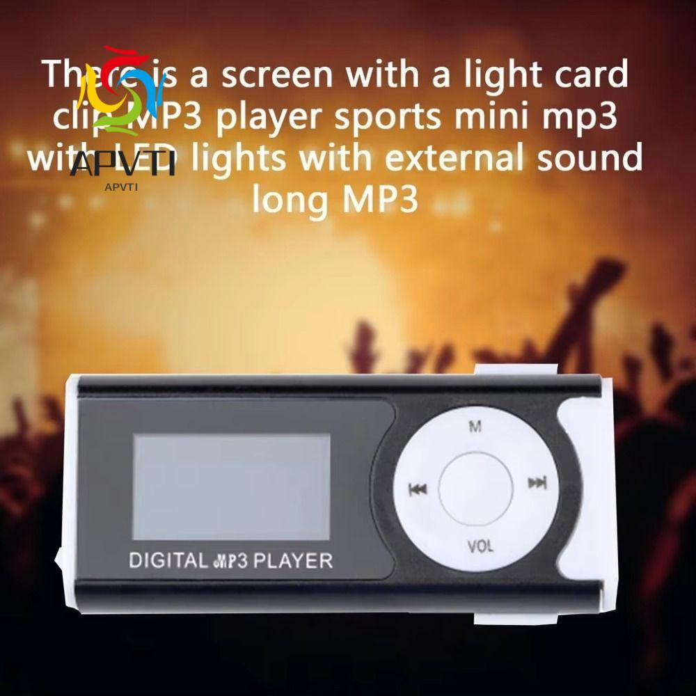 Máy nghe nhạc MP3 Mini cầm tay APVTI, có màn hình LCD Kẹp kim loại Máy nghe nhạc MP3 USB, Khe cắm th