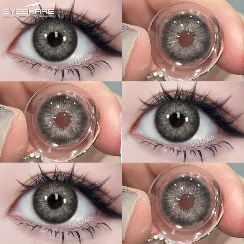 Mắt kính EYESHARE 1 cặp Series PATTAYA, kính áp tròng màu xám tự nhiên, lens mềm làm đẹp cho mắt