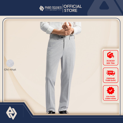 Quần âu nam Phan Nguyễn, chất liệu cao cấp, mềm mát, cạp tăng size, form slim fit QVL.873