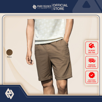 Quần short linen nam Phan Nguyễn, chất liệu cao cấp, mềm mại, đường may tỉ mỉ, chi tiết QSD.191