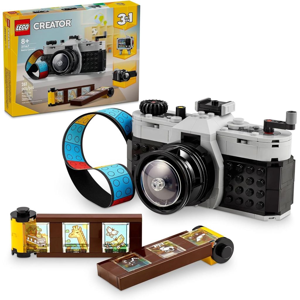 Đồ chơi máy ảnh cổ điển 3 trong 1 LEGO Creator, biến thành máy quay Video cổ điển hoặc bộ TV, Quà tặ