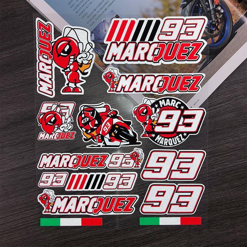 Nhãn dán phản quang xe máy số 93 motogp motogp Mũ bảo hiểm Ống kính Decal trang trí số 46 rossi ross