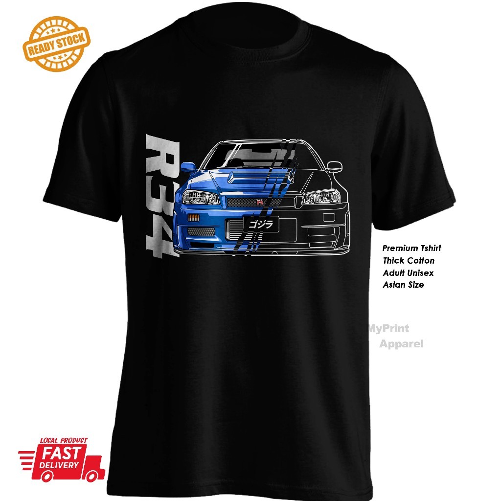 Áo thun Nissan Skyline R34 Gtr Ultimate Nhật Bản Jdm Jersey