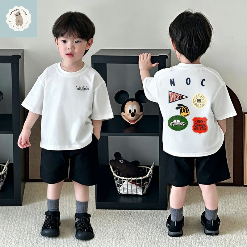 Boy's Top Hundred Thoải mái Breathable T-Shirt Phong cách hàng ngày In mẫu nhỏ