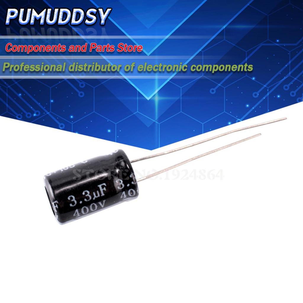 20 Chiếc Higt Chất Lượng 400V3.3UF 8 * 12mm 3.3UF 400V 8 * 12 Tụ Điện Phân
