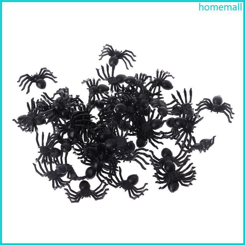 HO 50 Chiếc Nhỏ Đen Nhựa Giả Đồ Chơi Nhện Ngộ nghĩnh Trò Đùa Prank Đạo Cụ Halloween Deco