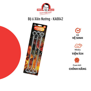 Bộ 6 xiên nướng uncle bills kim loại không gỉ bền bỉ tiện lợi cho tiệc nướng 26cm - ka0042