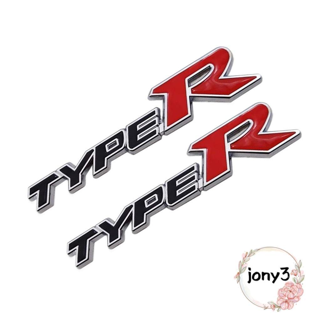 JONY 2 Chiếc Logo Type-R Biểu Tượng Ô Tô, Đen, Đỏ Hợp Kim Kẽm Kim Loại Huy Hiệu Đề Can, Huy Hiệu Tha