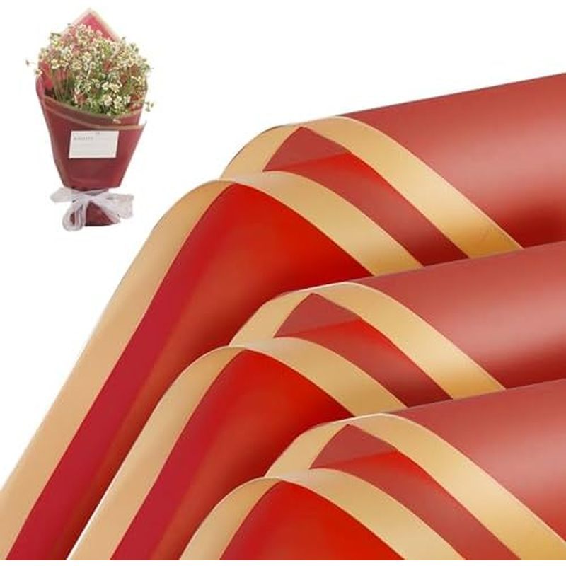 HCengTriz 20 Sheets Flower Wrapping Paper - Waterproof Floral Bouquet Wrapping Paper, DIY Craft Pack
