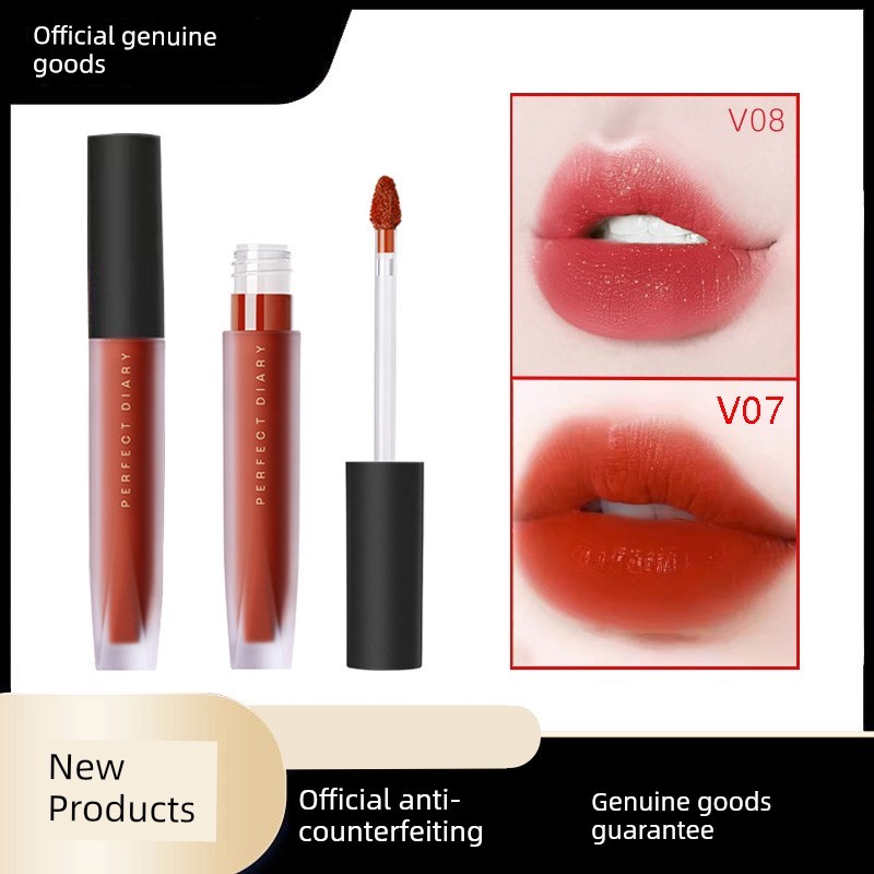 son mezzy son lì không trôi chính hãng Nhật Ký Hoàn Hảo Nhung Zhizhen Lip Glaze Son Môi V08 Matte Ma