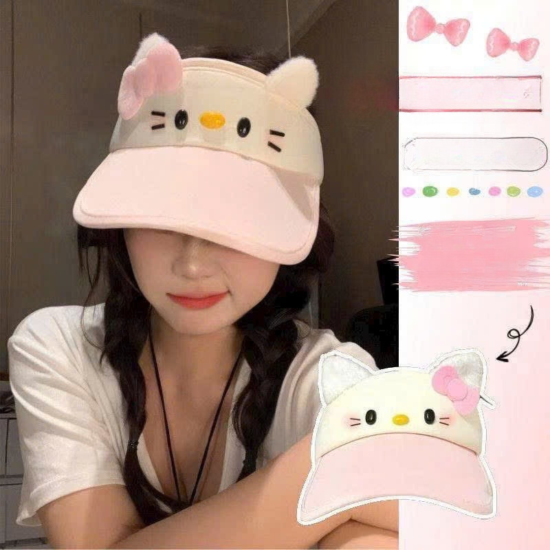 Mũ Lưỡi Trai Nữ Hello Kitty | Vành Rộng Che Nắng Mùa Hè | MaxHome