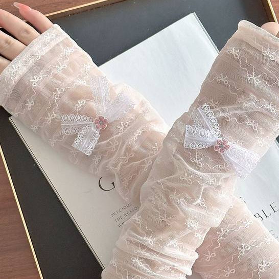 Lace Sun Protection Oversleeves Summer Thin Ice Sleeve Bow Fashion Oversleeve UUyb
