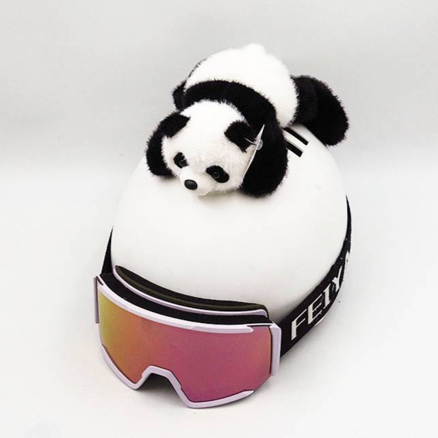 Helmet Doll Lying Posture Giant Panda Accessories Decoration Full Face Helmet Half Helmet Helmet Dol