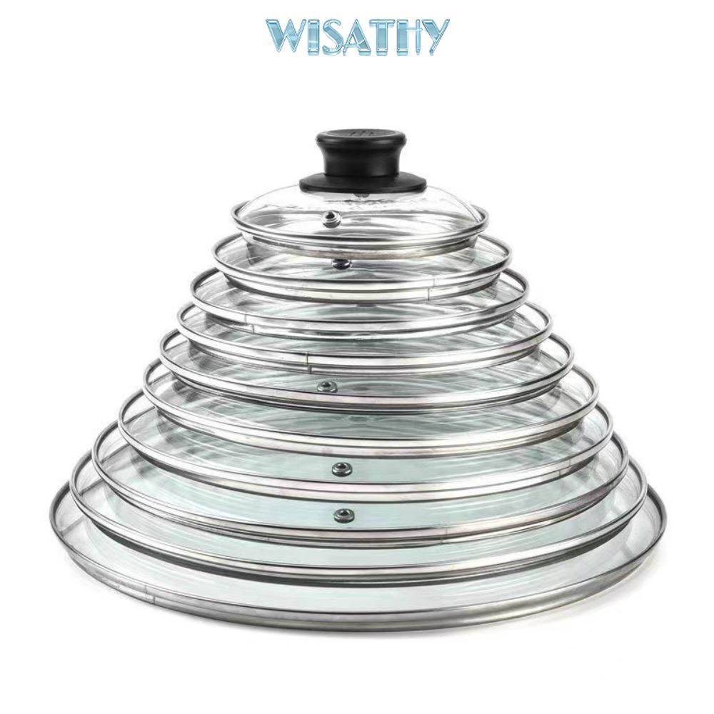 WISATHY Vỏ Chảo Chiên WISHY, Vỏ Nồi Có Thể Nhìn Thấy Đa Năng, Kính Cường Lực Bền Tròn Nắp Nồi Inox P
