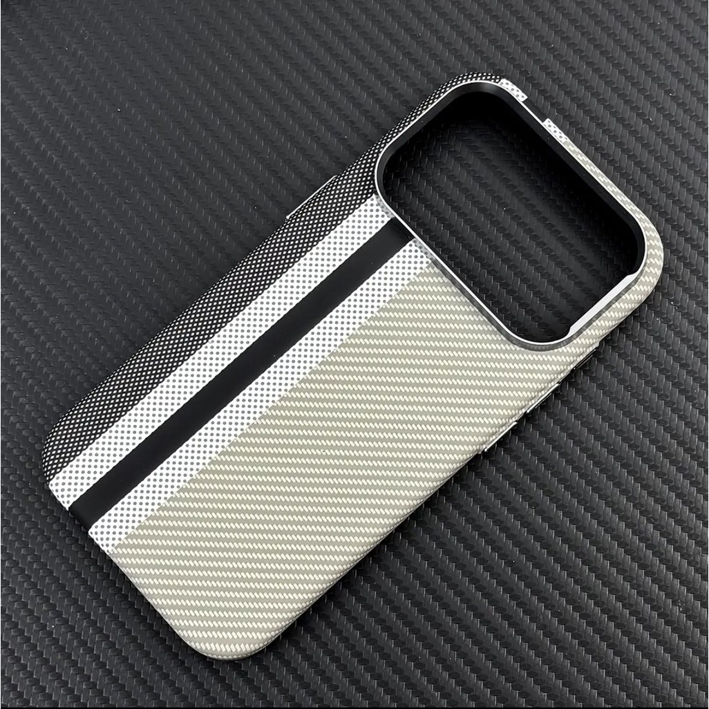 Ốp lưng cứng bằng sợi carbon từ tính dệt Kevlar cao cấp cho iPhone 15 / 16 / 17 Pro Max