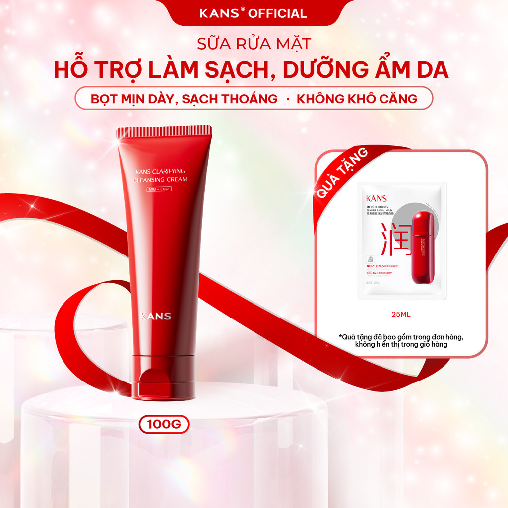 [LIVE KOL] KANS Sữa Rửa Mặt Đỏ giúp Làm Sạch Sâu, Dịu Nhẹ, Cấp Ẩm và Mờ nếp nhăn phù hợp mọi loại da
