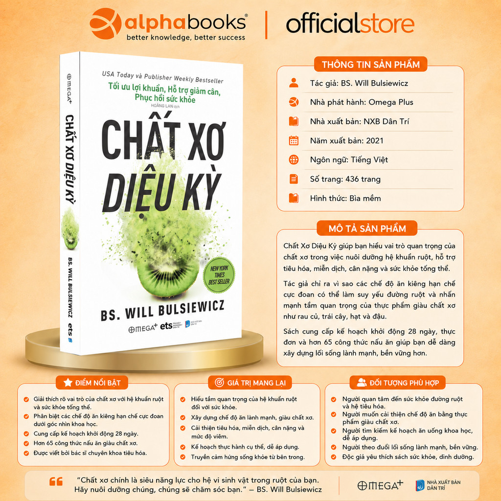 Sách - Chất Xơ Diệu Kỳ - Will Bulsiewicz (Alpha Books)