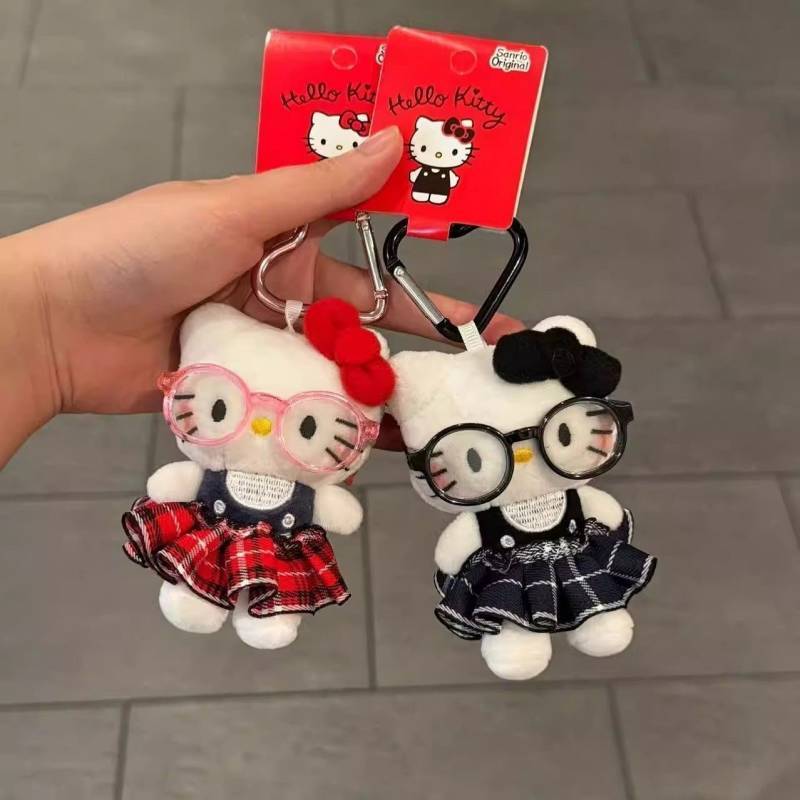 Super Cute Glasses Schoolgirl Kitty Toy Bag Pendant Cartoon Cute Plush Doll Keychain 8n3f