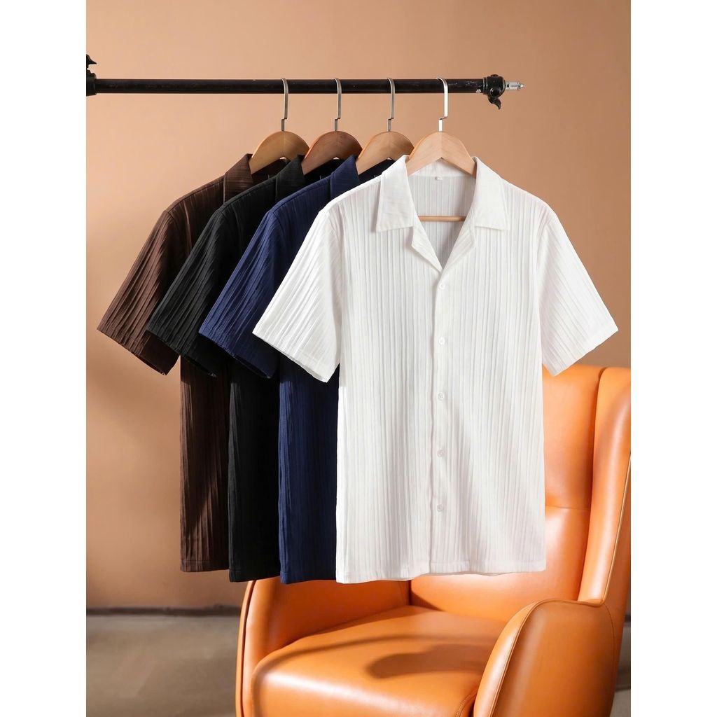 Áo Sơ Mi Ngắn Tay Cuban Shirt Chất Vải Đũi Gân Mềm Mỏng Thoáng Mát - 7S Clothes Menswear ( Sơ Mi Cub