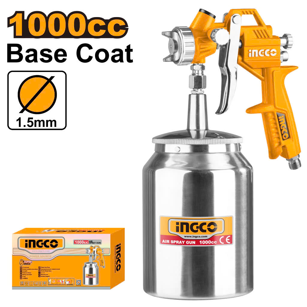 Dụng cụ phun sơn bình trên 1L INGCO ASG3101, đầu phun 1.5mm, sơn cửa, khung sắt, đồ gỗ, bề mặt kim loại