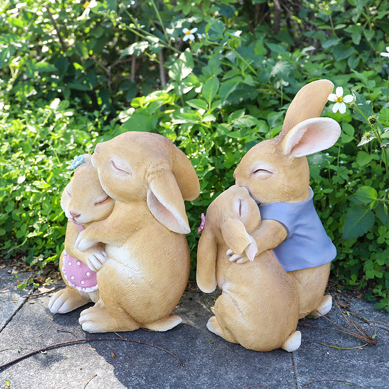 Spot Goods#Garden Cartoon Couple Rabbit Koala Figurine  Outdoor garden courtyard villa farm landscap