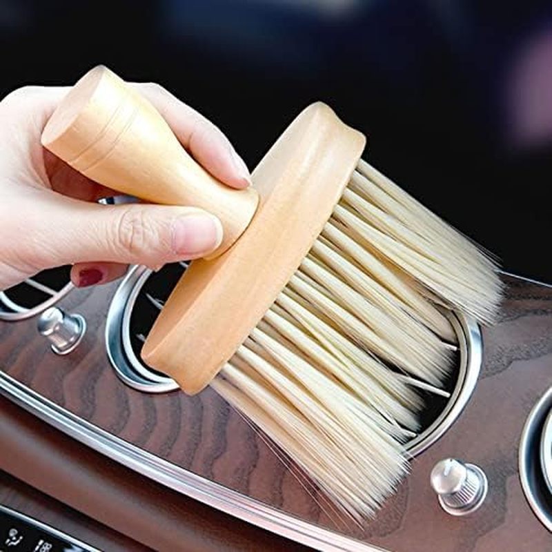 High Density Ultra Soft Detail Brush Kit - Automotive Interior Cleaning Tool with Soft Hair, Wooden 