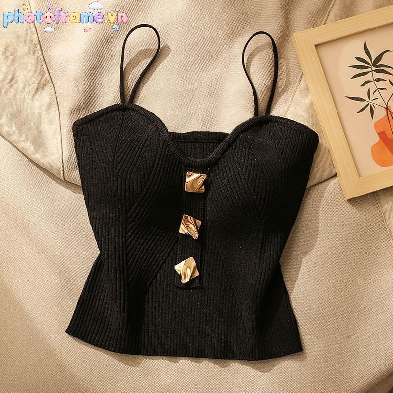 Khung Ảnh Nữ Không Tay Thiết Kế Spaghetti - Áo Crop-Top & Tank Top Thời Trang VN
