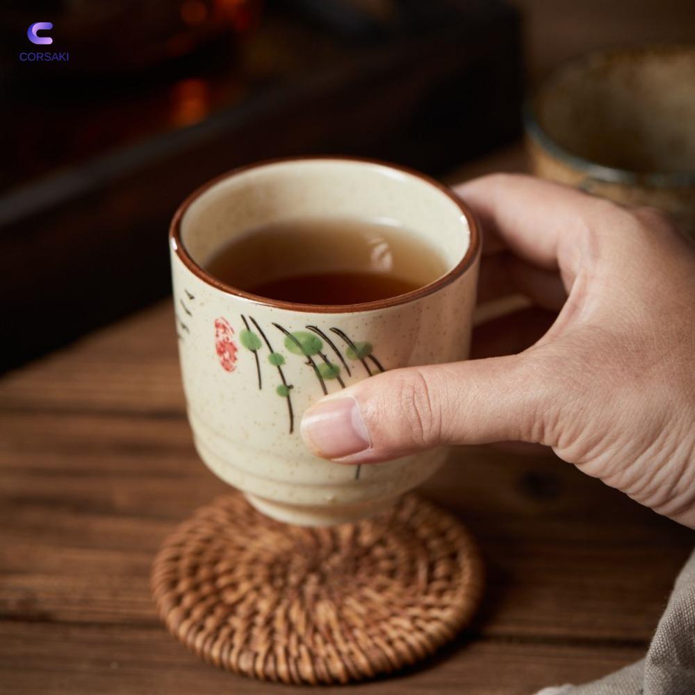 Ấm trà CORSAKI Kungfu, Cốc trà vẽ tay hoa cá 2,8 inch, Hot Birds Lotus Underglaze Color Tea Set Hote