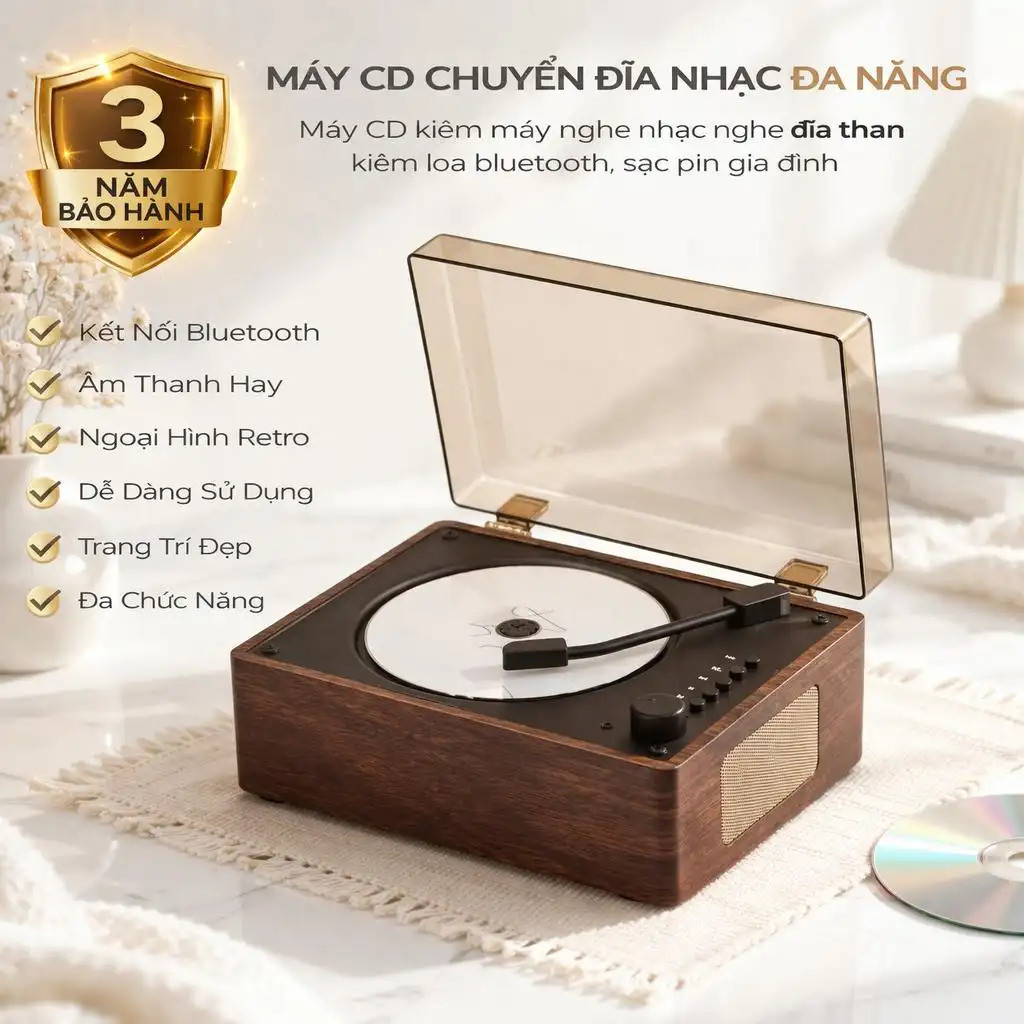 Máy phát đĩa than máy CD loa Bluetooth loa không dây máy nghe CD CD player máy phát nhạc tích hợp pi