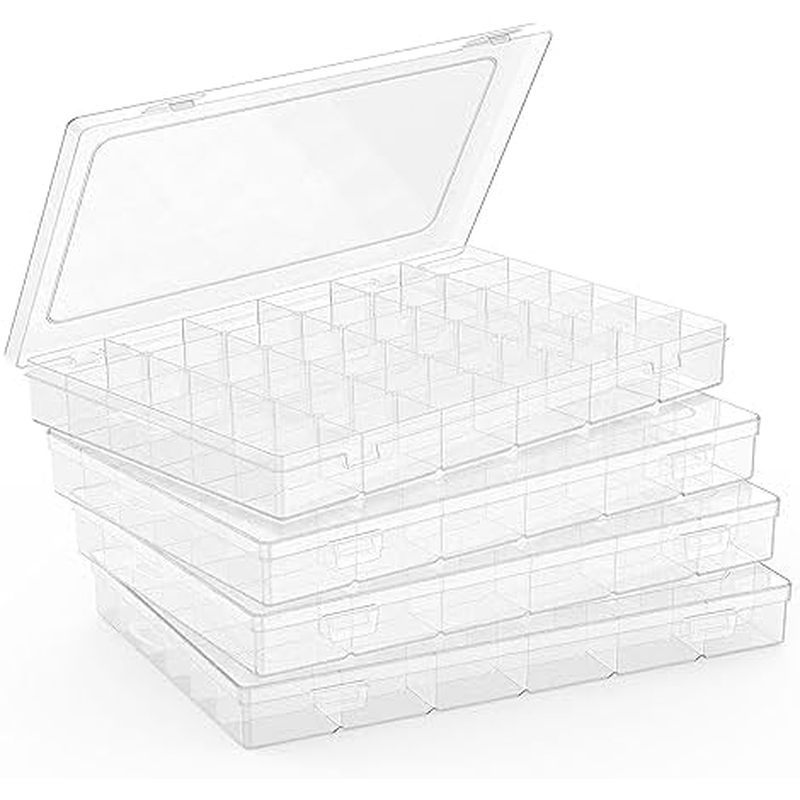 4 Pack Plastic Organizer Container Box, 36 Grids Clear Plastic Parts Organizer Box, for Beads, Art D