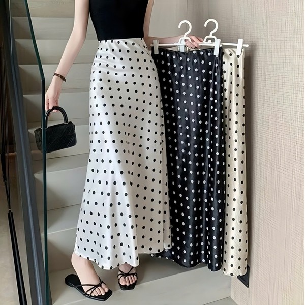 Bigsize Chân váy lụa chấm bi dáng đuôi cá 55-100kg CV19