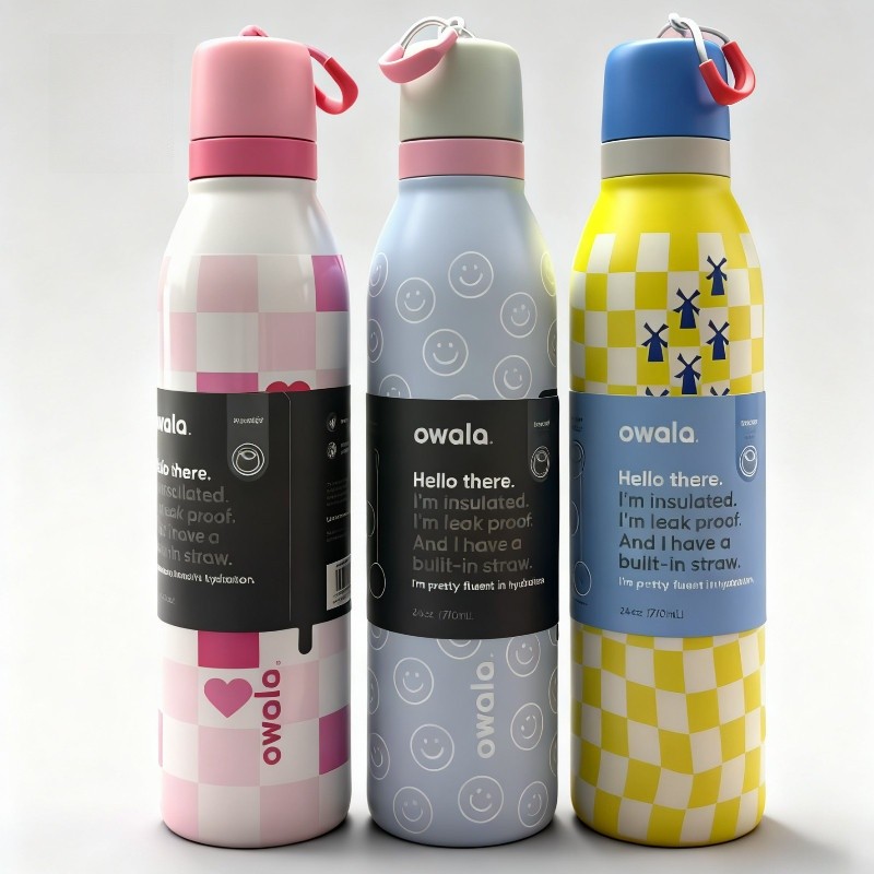 Túi xách Owala Freesip Twist 24oz 710ml Bình nước bằng thép không gỉ cách nhiệt có ống hút Đồ uống đ