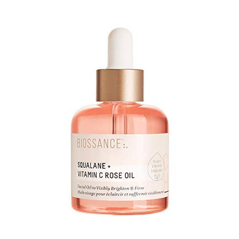 BIOSSANCE Squalane + Vitamin C Rose Advanced Facial Oil - Brightening, Firming, and Hydrating Serum 