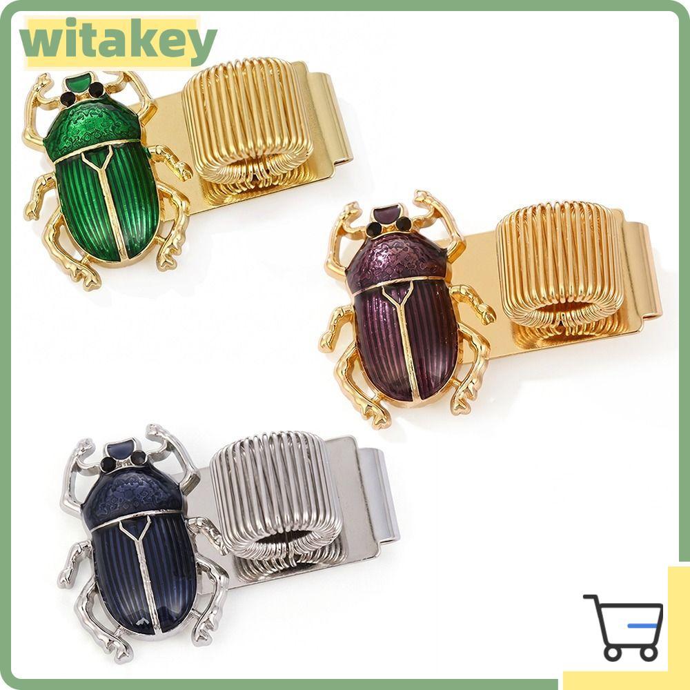 WITAKA Scarab Beetle Pen Clip, Kẹp bút đàn hồi kim loại, có vòng bút Scarab Beetle Spring Pen Keeper