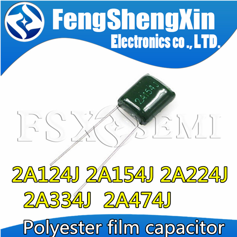 20 Chiếc Polyester Phim Tụ Điện 2A 100V 120nF 150nF 220nF 330nF 470nF 2A124J 2A154J 2A224J 2A334J 2A